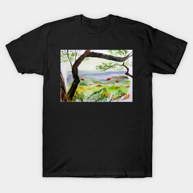 Texas Hill Country Watercolor Painting T-Shirt by julyperson